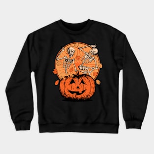 Vintage Pumpkin Skeletons Dancing Scene Crewneck Sweatshirt